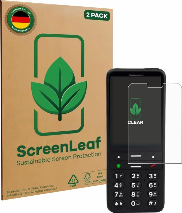 Actual product image ScreenLeaf Screen Protector sustainable Screen Protection, clear, anti-scratch (2 Piece, BlindShell Classic 2)