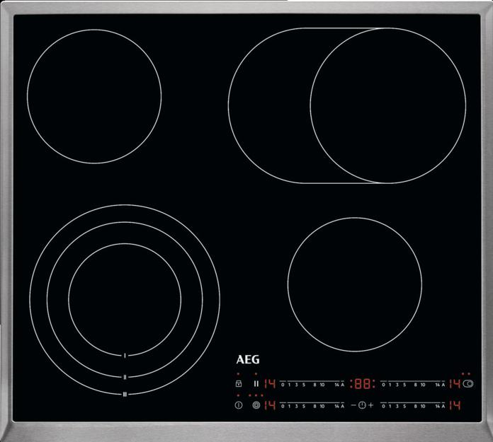 AEG HRB6447AXB Self-sufficient hob / Radiant heated / Slider control / 60 cm / Stainless steel frame / 4