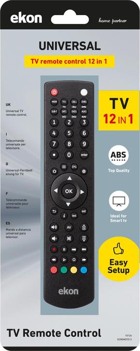 Actual product image Ekon Universal 12-in-1 multi-brand remote control (Universal remote control)