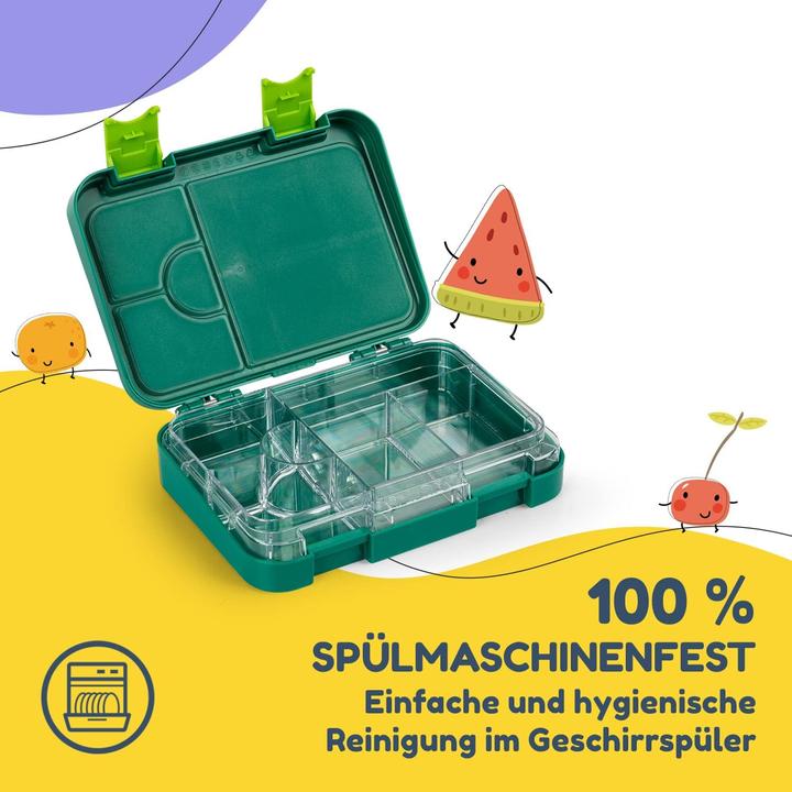 Actual product image Schmatzfatz Junior Kids Lunch Box with Compartments Green Jungle
