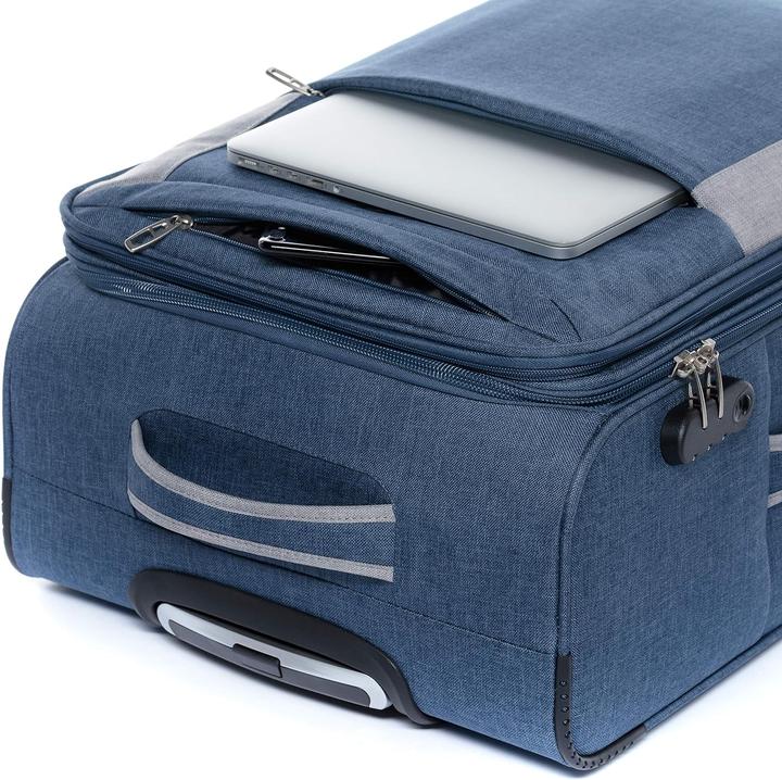 Actual product image Fergé Light Blue and Grey Set of 3 (110 l, Hand luggage (up to 50 litres), L (90 - 115l), XL (from 140l))