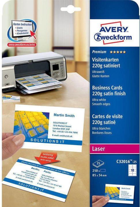 Produktbild Avery Premium Visitenkarten (220 g/m², 25 x, A4)