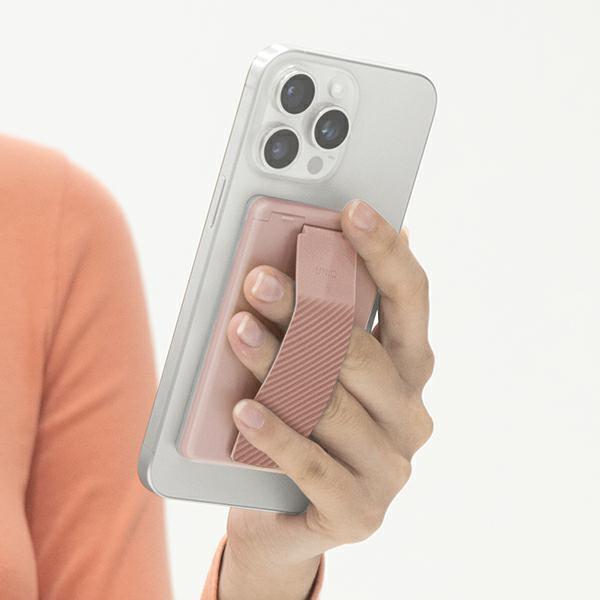 Actual product image Uniq Heldro ID magnetyczny portfel z podpórką i opaską różowy/blush pink