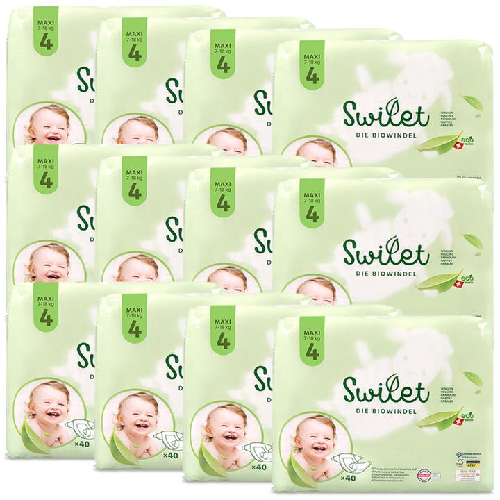 Swilet Il pannolino biologico (Dimensione 4, Pacco mensile, 480 Pezzo/i)