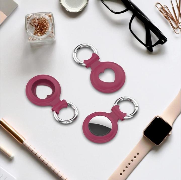 Produktbild Screenguard Apple Airtag Liquid Silikon Heart Case mit Anhänger