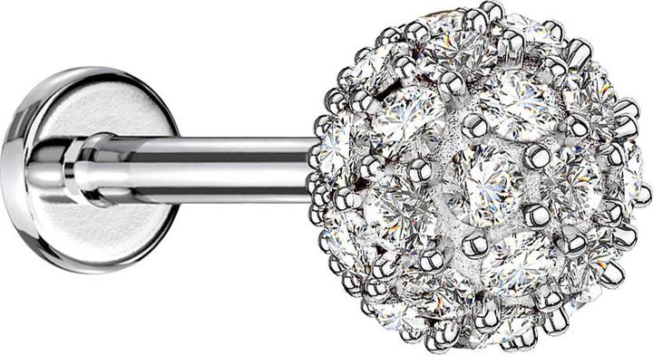 Produktbild Star Piercing Micro Labret Innengewinde silber multi Kristallkugel (Messing, Chirurgenstahl 316L)