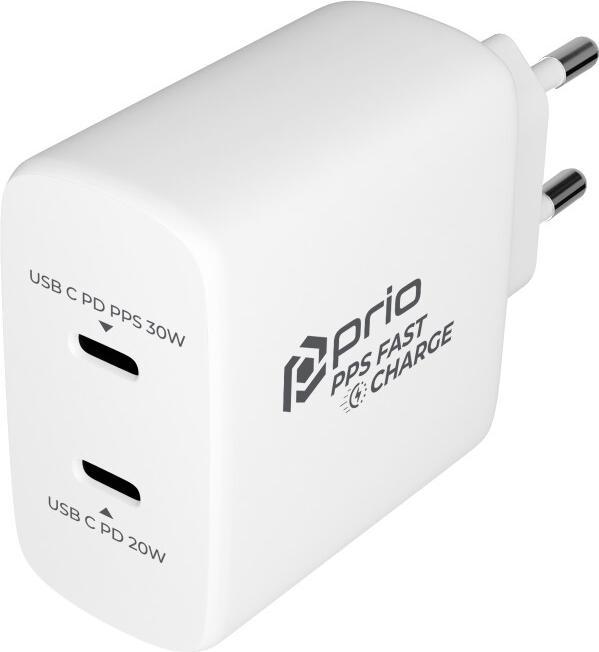 Produktbild prio 50W Schnellladegerät 30W PD PPS (USB C) + 20W PD (USB C) weiss (30 W)
