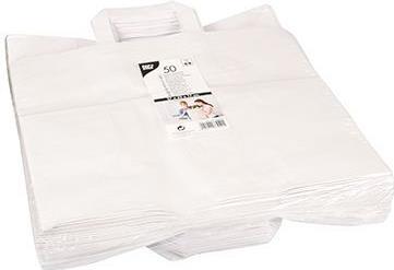 Produktbild Papstar Papier-Tragetasche, 320 x 170 x 270 mm, weiss aus Kraftpapier, 70 g/qm, Tragkraft: 5 kg, mit Tragegr (Geschenktüte, 50 x)