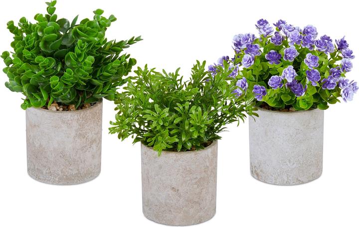 Relaxdays 3x artificial plant (23 cm)
