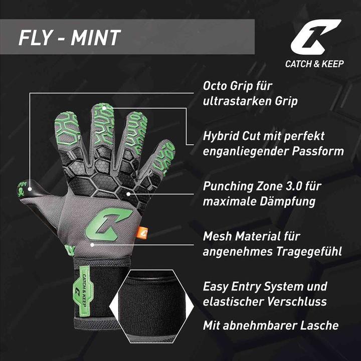 Produktbild Catch & Keep Fussballhandschuhe Fly Mint Soul Gr. 8 Mintgrün Torwart Keeper Goalie Handschuhe (8)