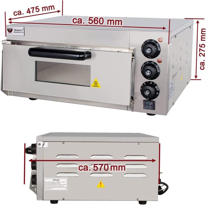 Produktbild Beeketal BPO33-1 Pizzaofen, 400x400mm Backfläche (Pizzaofen Gastro)