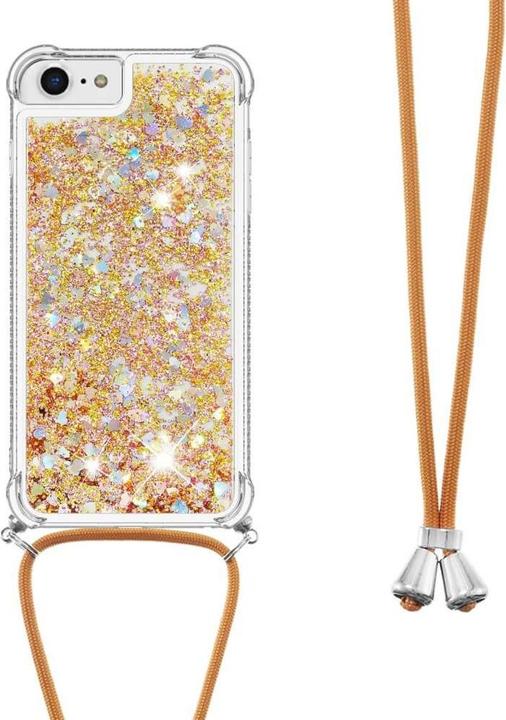 Actual product image Cover-Discount iPhone SE / 8 / 7 - glitter case with lanyard gold (Apple iPhone 8, Apple iPhone 7)