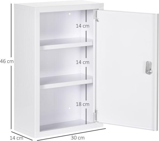 Produktbild Swisshandel24 Medizinschrank, abschliessbar, Einlegeböden, Stahlgehäuse, 30x14x46 cm, Weiss