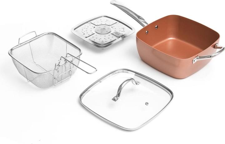 Produktbild InnovaGoods Schmorpfanne mit Zubehör - Kupfer (Bräter + Schmortopf, Keramik, Aluminium)