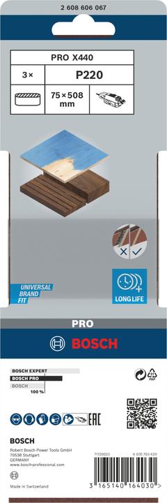 Produktbild Bosch Professional Zubehör PRO X440 Schleifband, 75 x 508 mm, G220 (220)