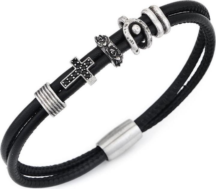 Image du produit Amen Bracelet Cross (20 cm, Acier inoxydable, Cuir)
