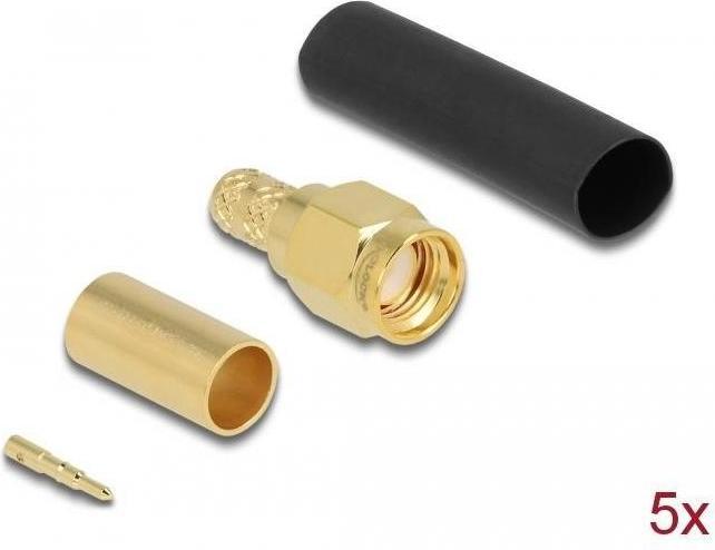 Produktbild Delock SMA Stecker zum Crimpen LMR200 mit passendem Schrumpfschlauch (Antennenkabel)