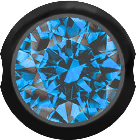 Produktbild Star Piercing Ball Closure Kugel schwarz mit Kristall hellblau (ohne Messing, Chirurgenstahl 316L)