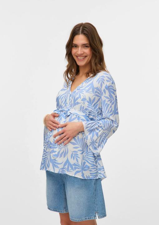 Produktbild Mamalicious Locker geschnitten V-Ausschnitt Ärmelbündchen mit Rüschen Weite Ärmel Top Bluse (XS)