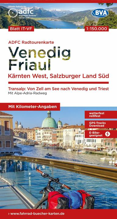 Actual product image ADFC cycle tour map IT-VF Venice, Friuli - Carinthia West, Salzburger Land South, 150,000, tear- and