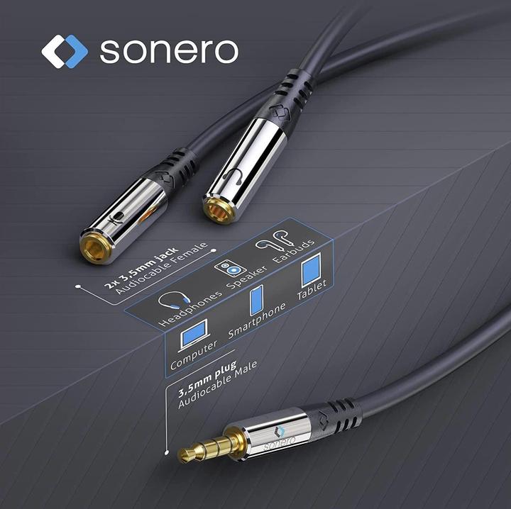 Image du produit Sonero Câble audio jack 3,5 mm - jack 3,5 mm 0,25 m (0.25 m, Jack 3,5 mm (AUX))