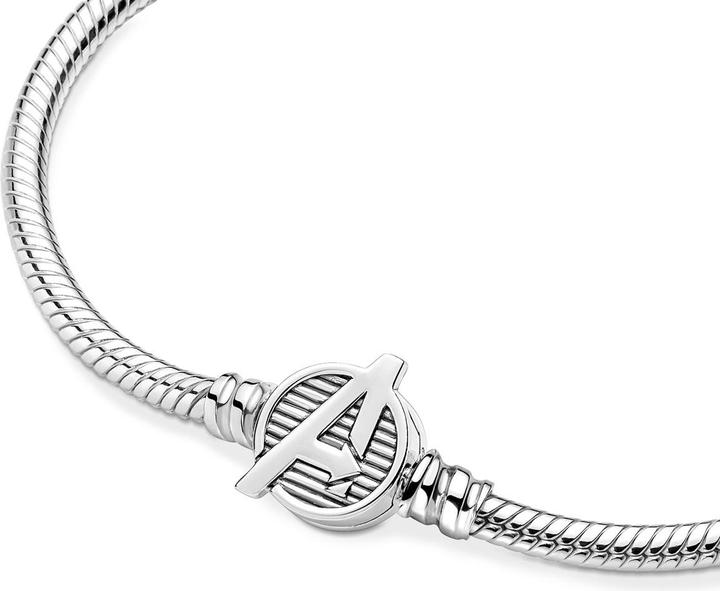 Actual product image Pandora Moments Marvel The Avengers Logo Snake Chain Bracelet (17 cm, Silver 925)