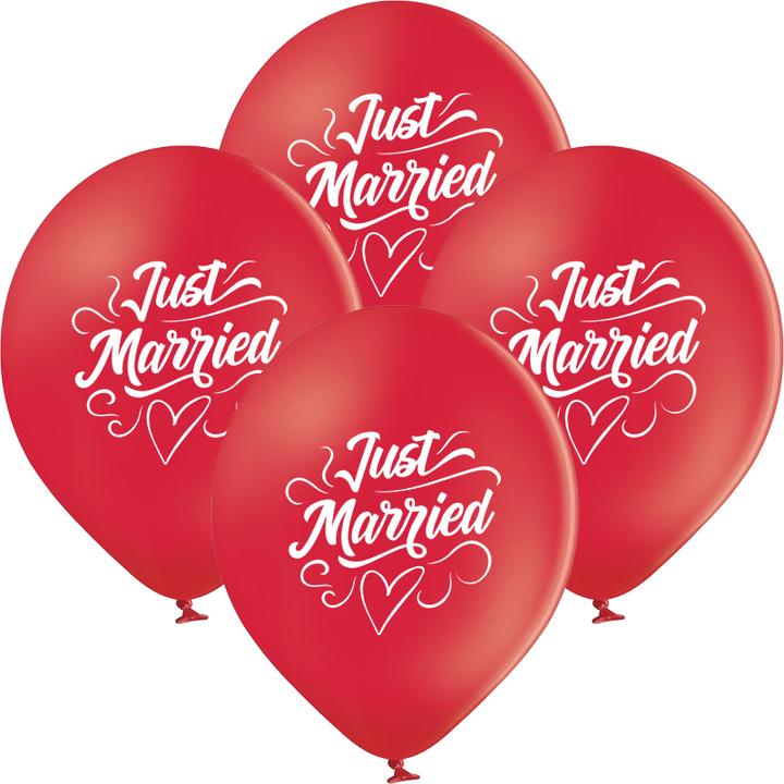Produktbild bonacker ballonversand Just Married Ballons rot - Premium-Qualität aus Naturkautschuk