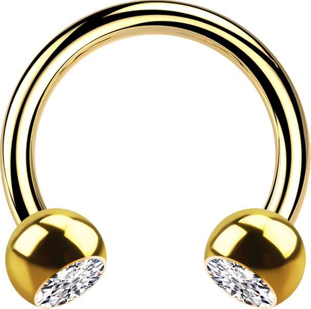 Immagine prodotto Star Piercing Micro Circular Barbell placcato oro con due sfere di cristallo argento (Acciaio chirurgico 316L)