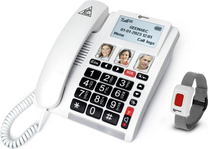 Geemarc CL9000 - 4G Schnurgebundenes Notruftelefon mit Notrufarmband