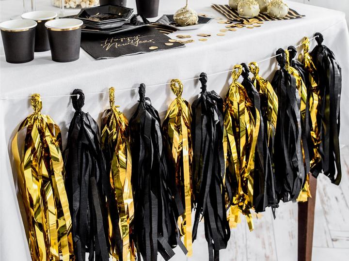 Immagine prodotto Partydeco Ghirlanda Pompons Nero e Oro