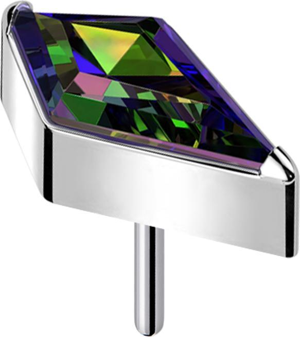 Star Piercing Threadless Diamant silber mit Kristall dunkel multicolor (Titan G23, ohne Messing)