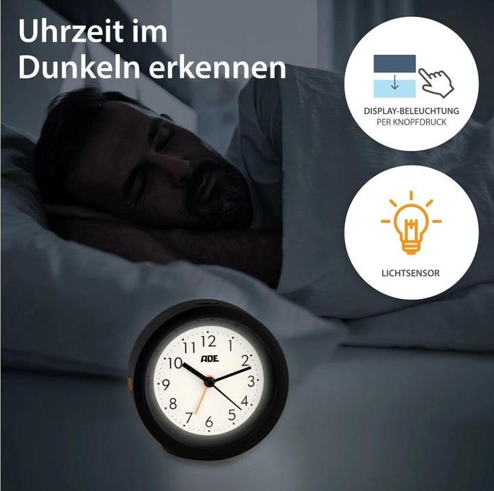 Produktbild ADE analoger Wecker mit Nachtlicht-Sensor