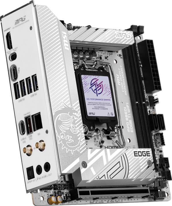 Produktbild MSI MPG B860I EDGE TI WIFI (B860,S1851,mITX,DDR5) (LGA 1851, Intel B860, Mini-ITX)