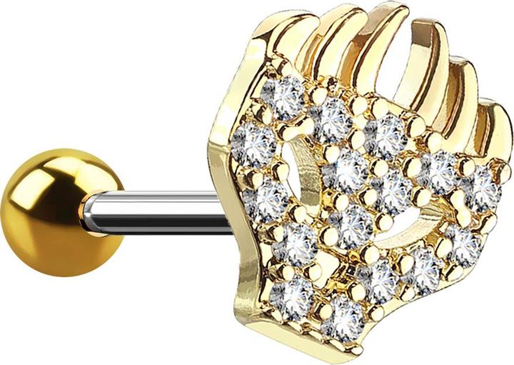Star Piercing Micro Barbell 14k vergoldet Flammenkopf (Chirurgenstahl 316L, Messing)