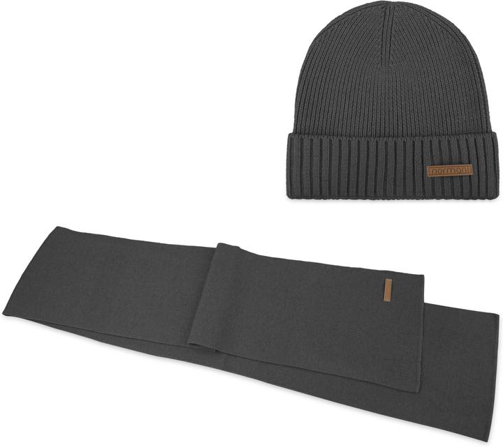 Image du produit Normani Ensemble d'hiver en laine mérinos écharpe et bonnet lisse Yuma - 9115