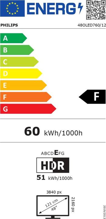 Energie-Label Philips 48OLED760/12 (48", OLED760, OLED, 4K, 2025)