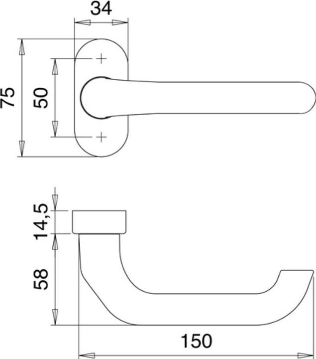 Actual product image EDI Profile door handle aperture part 1300/2033 stainless steel EST oval 8 mm cranked (Door handle)