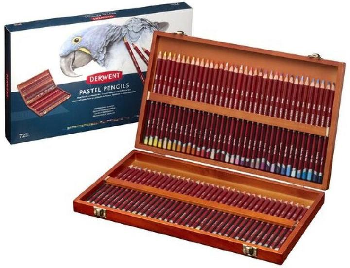 Actual product image Derwent Pastel pencils gift set in wooden box, 72 pieces (Multicoloured, 72 x)