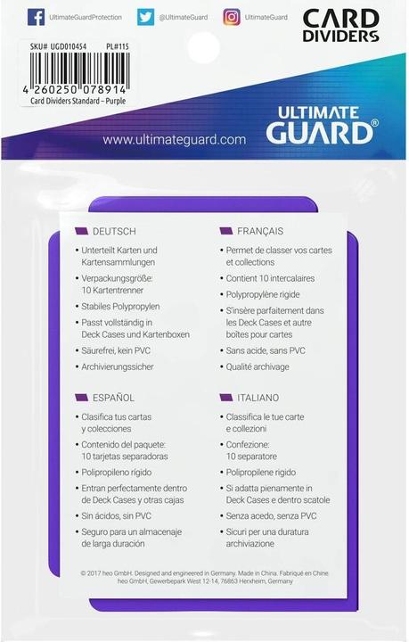 Actual product image Ultimate Guard Card Separator Standard Size Purple 10