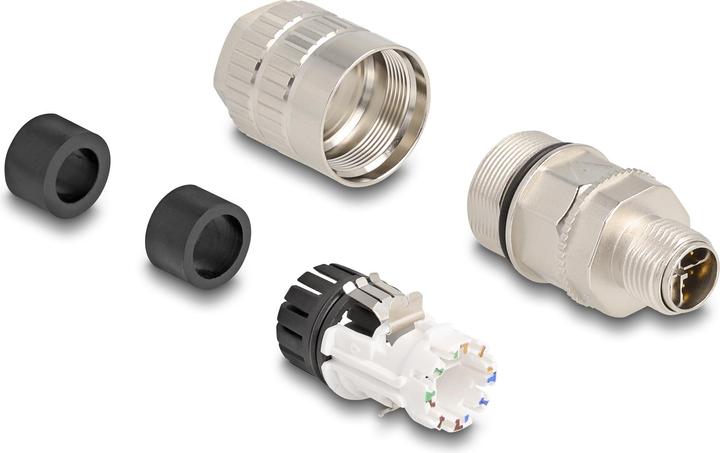 Immagine prodotto Delock Connettore M12 a 8 pin con codice X e cablaggio in campo Cat.6A