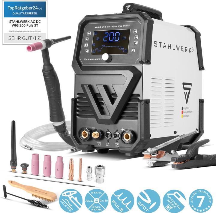 Actual product image Stahlwerk Shielding gas welder AC/DC TIG 200 Puls Pro Digital Spot 200 A