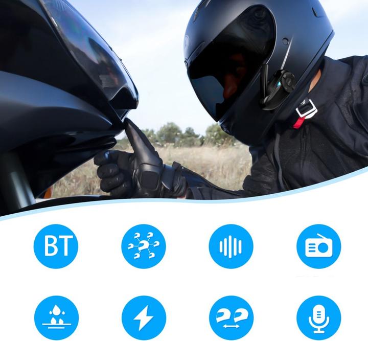 Image du produit Deltalabs Spritzwasserfestes Motorrad Helm Intercom Bluetooth Headset FM Radio (Lot de 1)