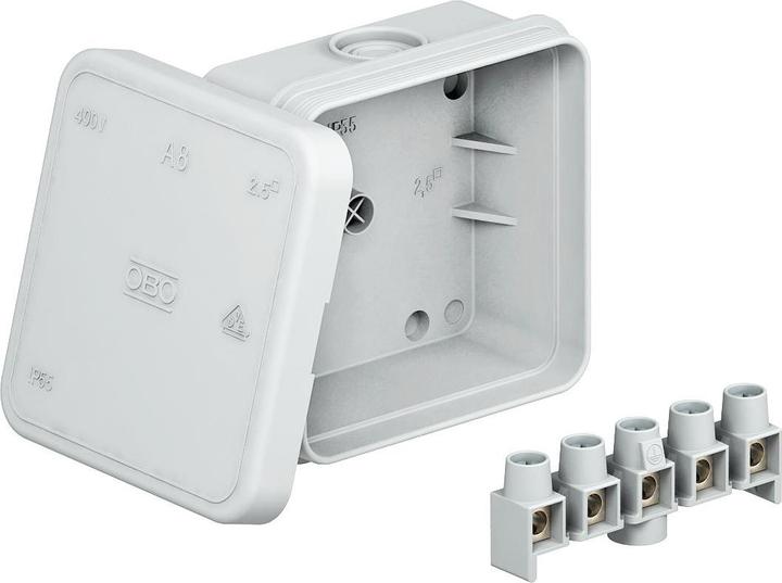 Produktbild OBO Bettermann OBO Kabelabzweigkasten A 8/5 75x75x36 mit Klemmleiste