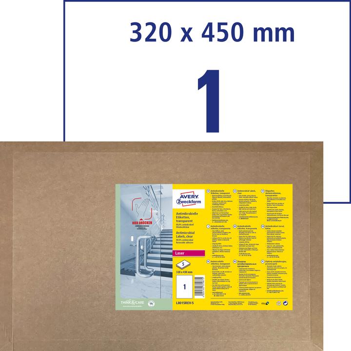 Produktbild Avery Antimikrobielle Etiketten, ablösbar, transparent