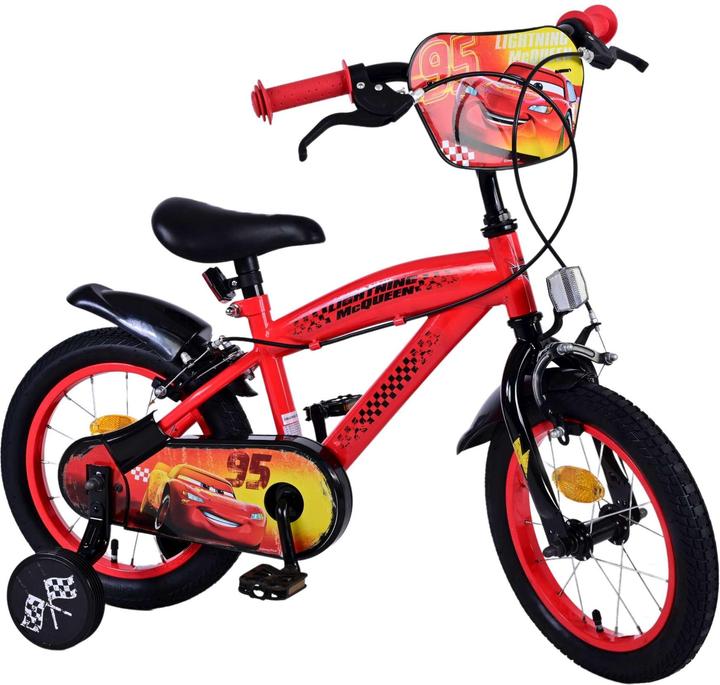 Cars Bicicletta per bambini Disney da 14 pollici rossa con due freni a mano - sicurezza, comfort e (14")