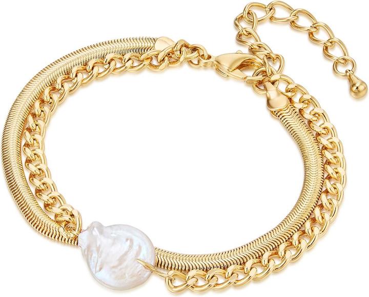 Produktbild Lulu & Jane Damen Messing Süsswasser-Zuchtperle gelbgold - 29163 (19 cm, Messing)