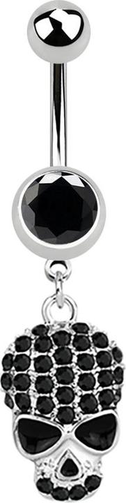 Produktbild Star Piercing Banane silber mit Anhänger Schädel schwarz (Chirurgenstahl 316L, ohne Messing)