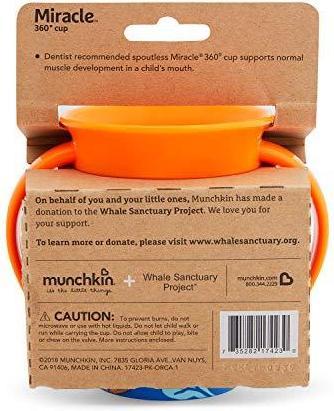 Actual product image Munchkin tutorial cup with handles, orca, miracle 360 Wildlove, 6 months +, 177 ml, 05177502