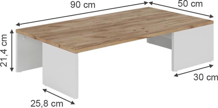Image du produit Vichy Couchtisch Hardi, Weiss/Goldkraft Eiche, 90 x 21.4 cm