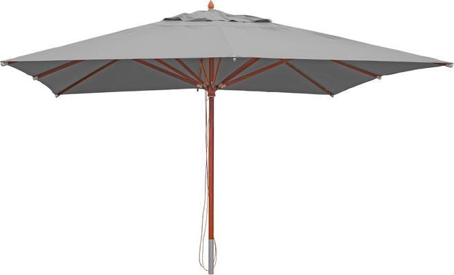 Swisshandel24 Gastronomie Holz-Sonnenschirm, Gartenschirm, Polyester/Holz 28kg, eckig 4x4m Seilzug stosssicher - a (4 m)
